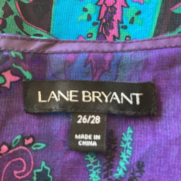 Lane Bryant - sheer scarf cover-up top - blue, pink, green & black - 26/28 - Picture 6 of 8